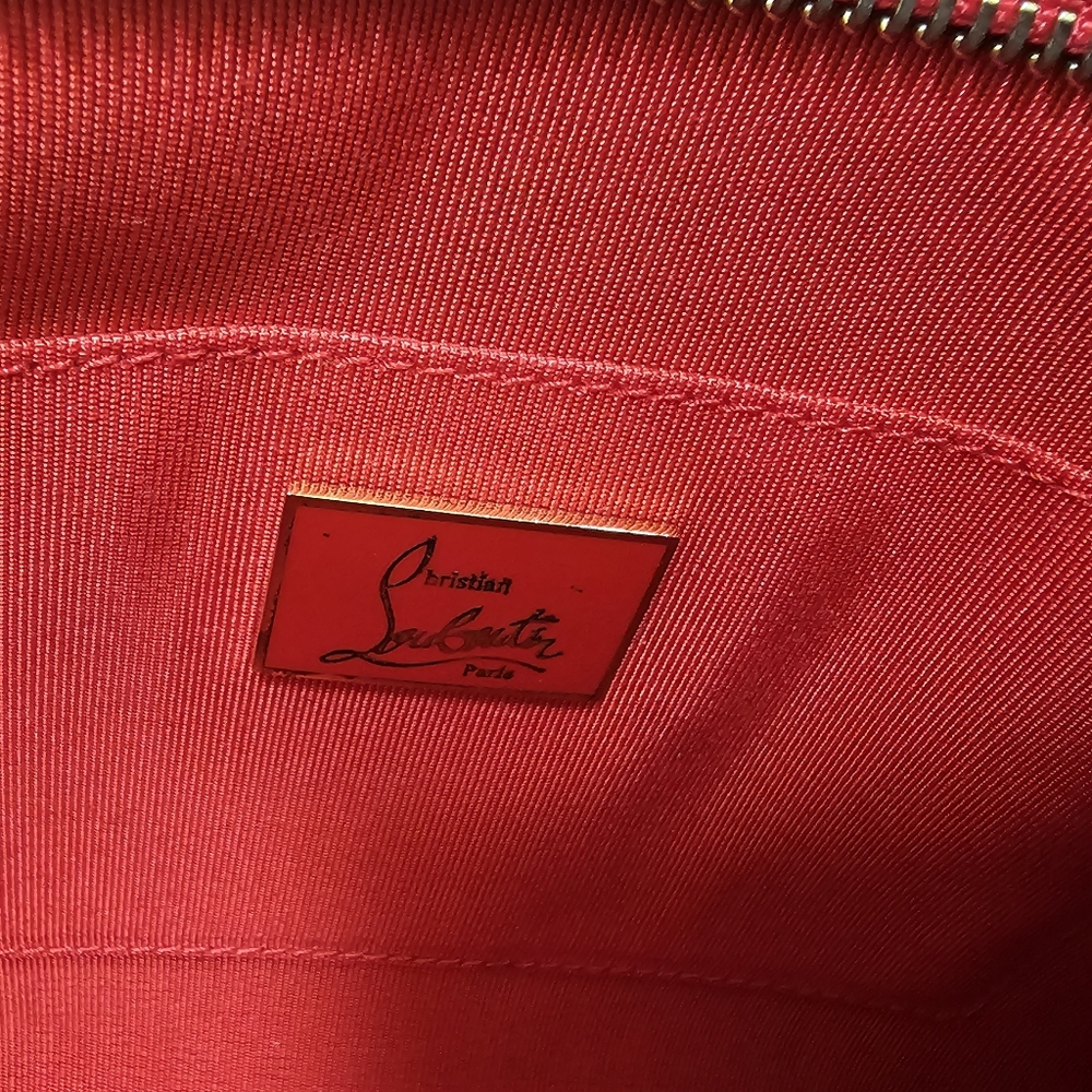 CHRISTIAN LOUBOUTIN Red Patent Leather Loubiposh Spiked Clutch Bag - Picture 13 of 17